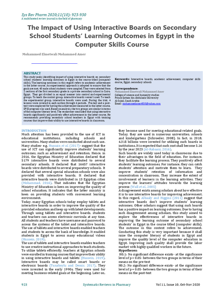 Impact of Interactive Boards on Learning | PDF | Teachers | Learning