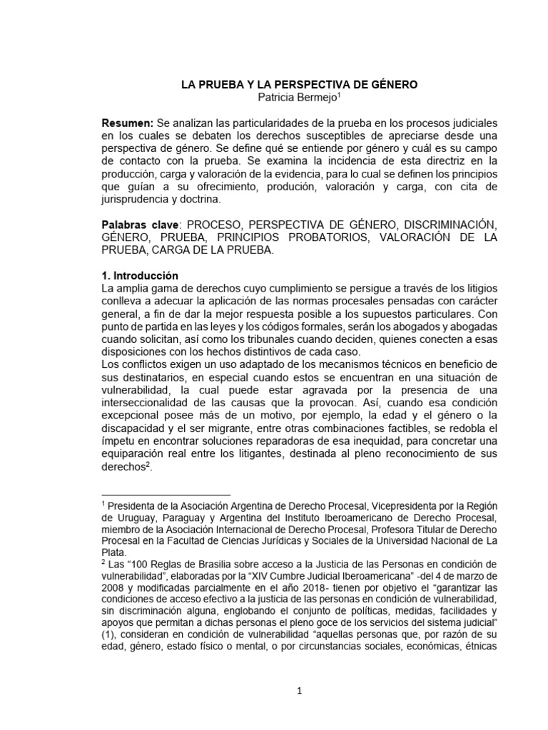La prueba y la perspectiva de género Congreso Colombia 2023 | PDF ...