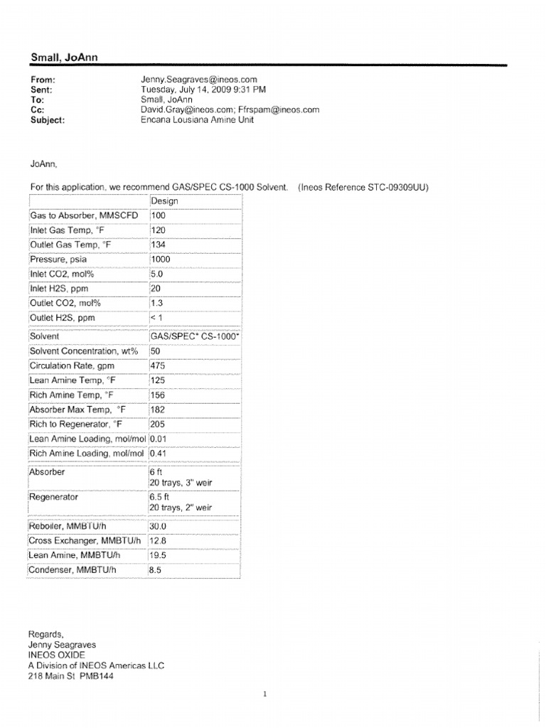 Encana Louisiana Amine Unit | PDF