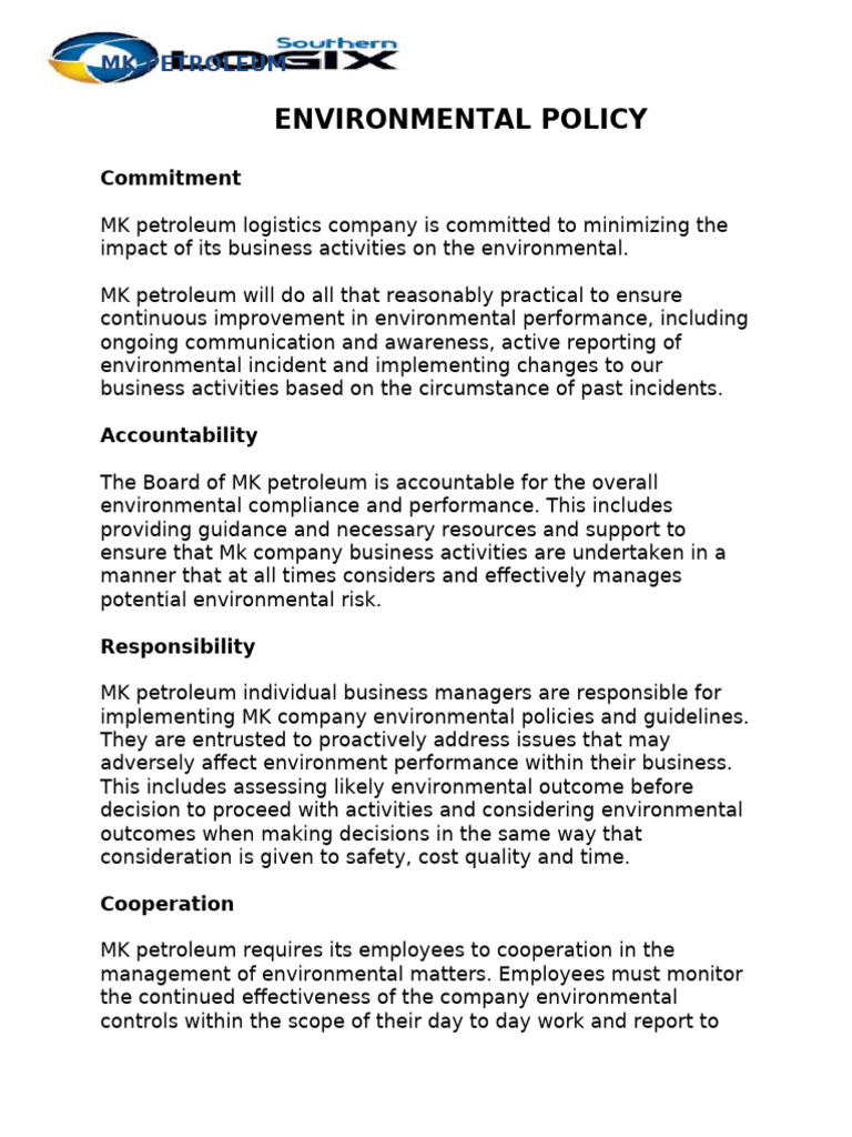 Environmental Policy | PDF