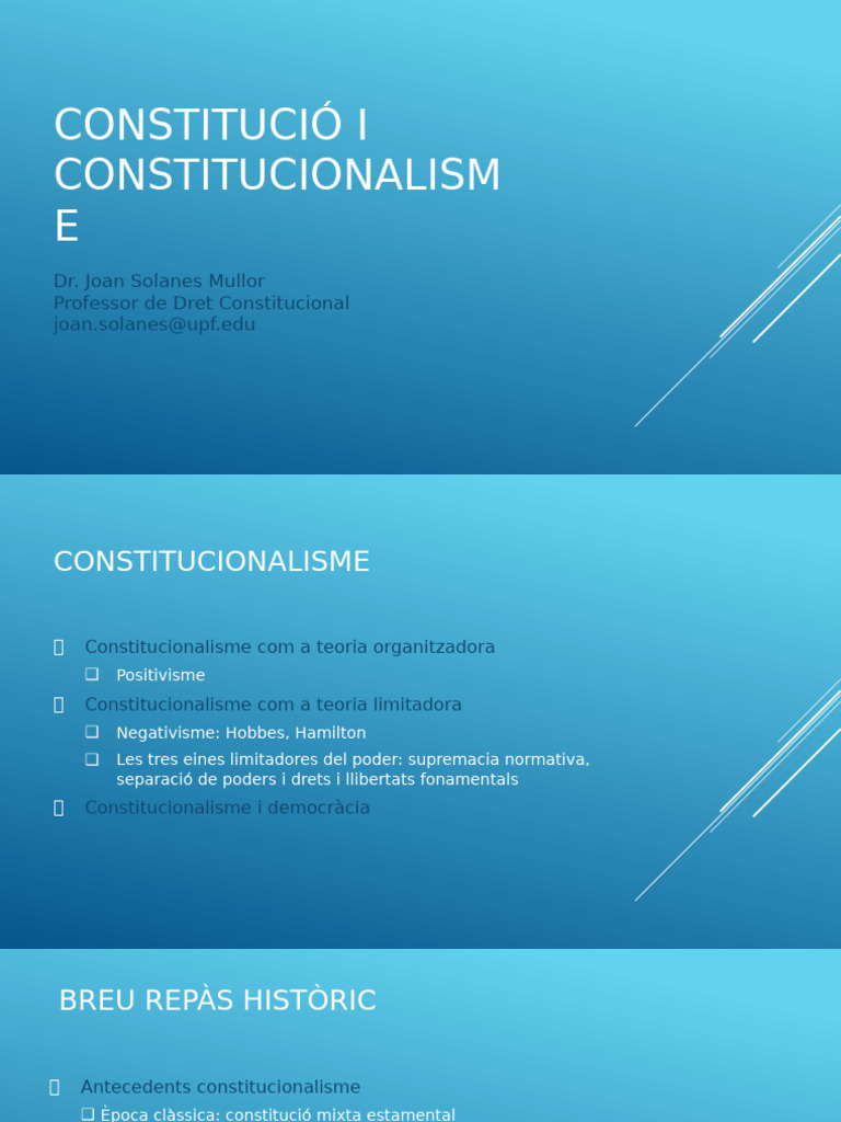 Tema 1. Constitució i Constitucionalisme (2) | PDF