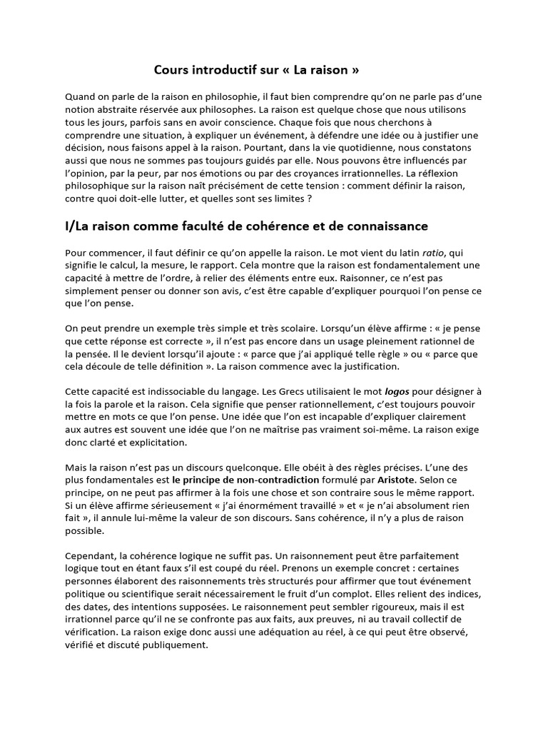 Comprendre la Raison en Philosophie | PDF | Raison | Vérité