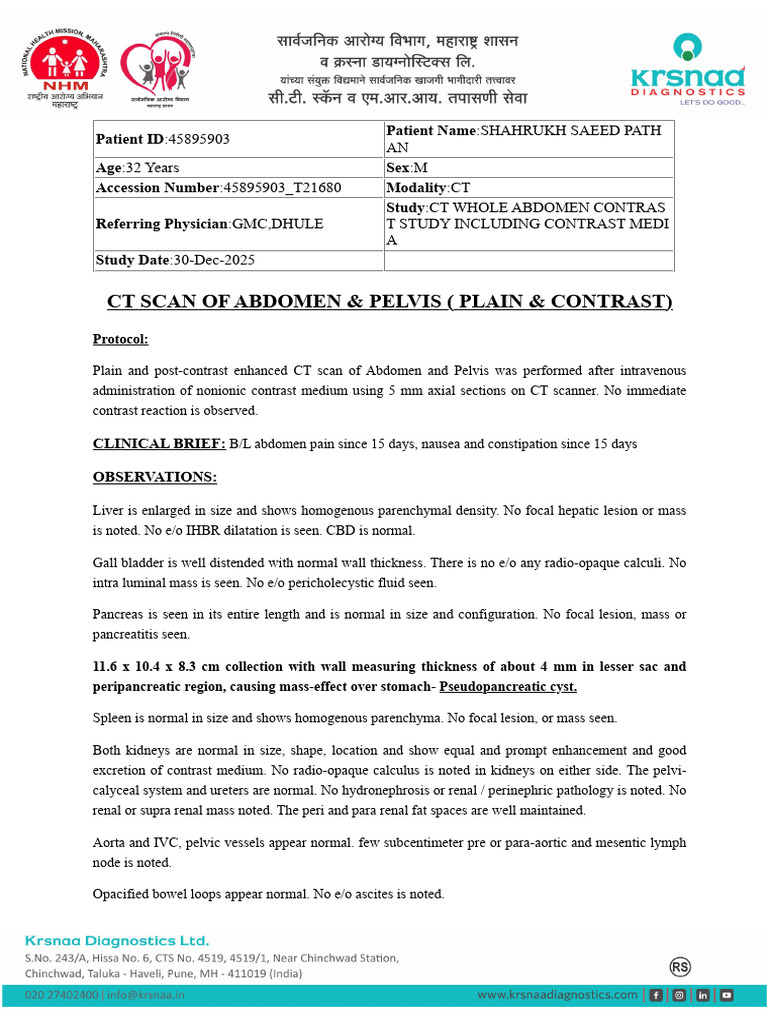 Shahrukh Saeed Pathan 2 | PDF | Kidney | Ct Scan