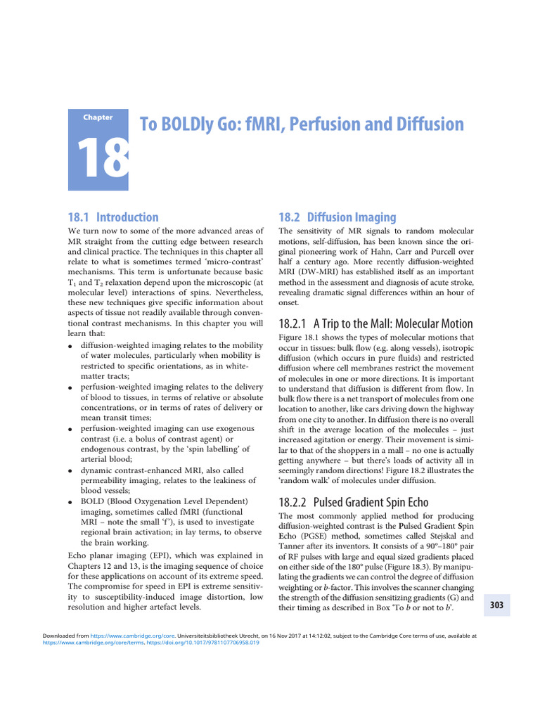 Advanced MRI Techniques: fMRI & Diffusion | PDF | Magnetic Resonance ...