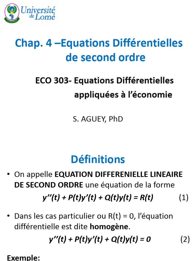 Équations Différentielles de Second Ordre | PDF | Équations ...