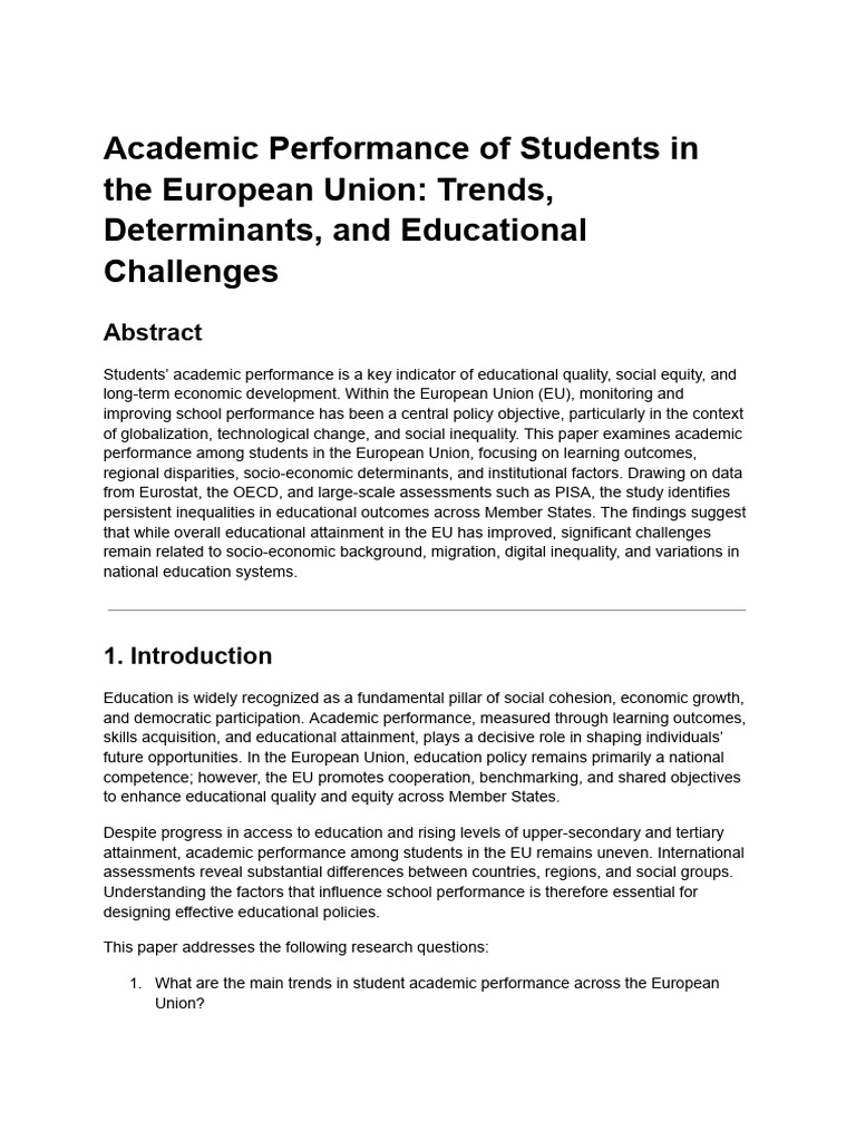 Academic Performance of Students in the European Union_ Trends ...