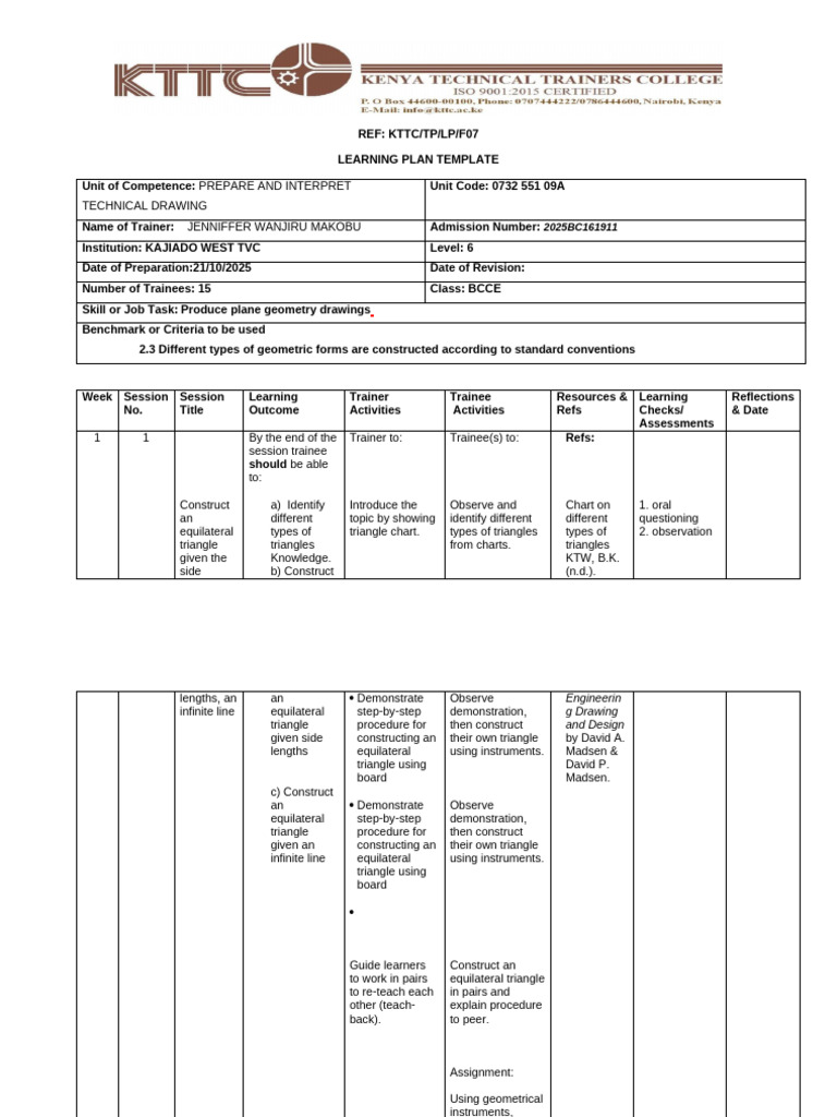 wanjiru learning plan (1) | PDF | Triangle | Cognition