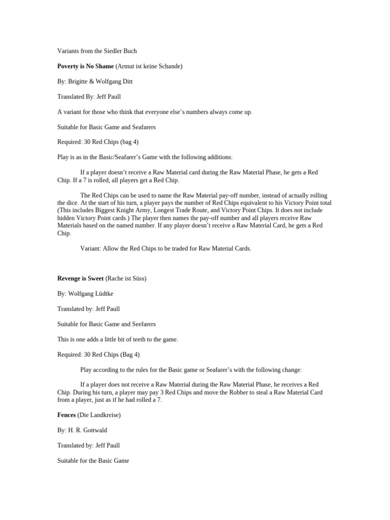 Catan Game Variants and Rules | PDF | Tabletop Games | Games Of Mental ...