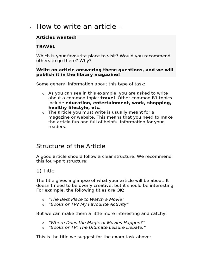 Write an Engaging Travel Article | PDF | Linguistics