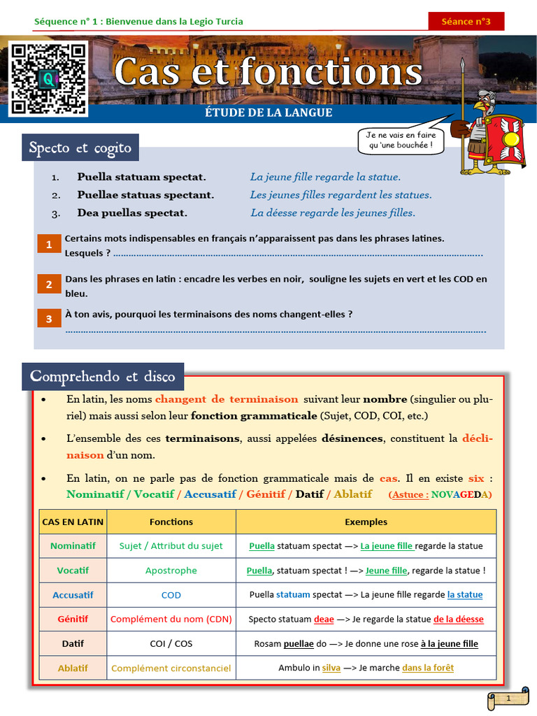 Étude des cas en latin et fonctions grammaticales | PDF | Morphologie ...