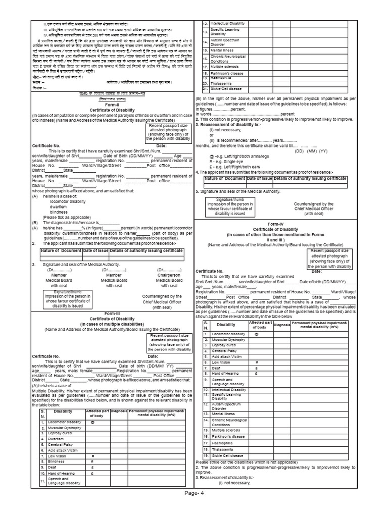 Disability Certificate Forms and Guidelines | PDF | Disability | Visual ...