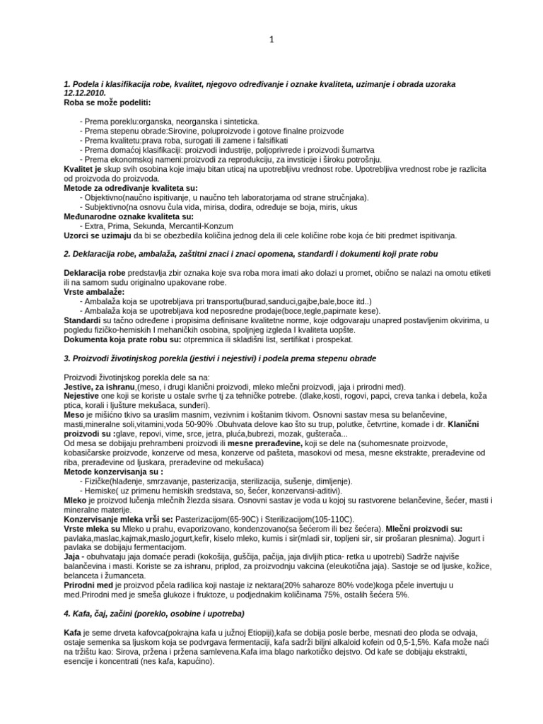 Poznavanje Robe - Usmeni 24.12.2010. | PDF