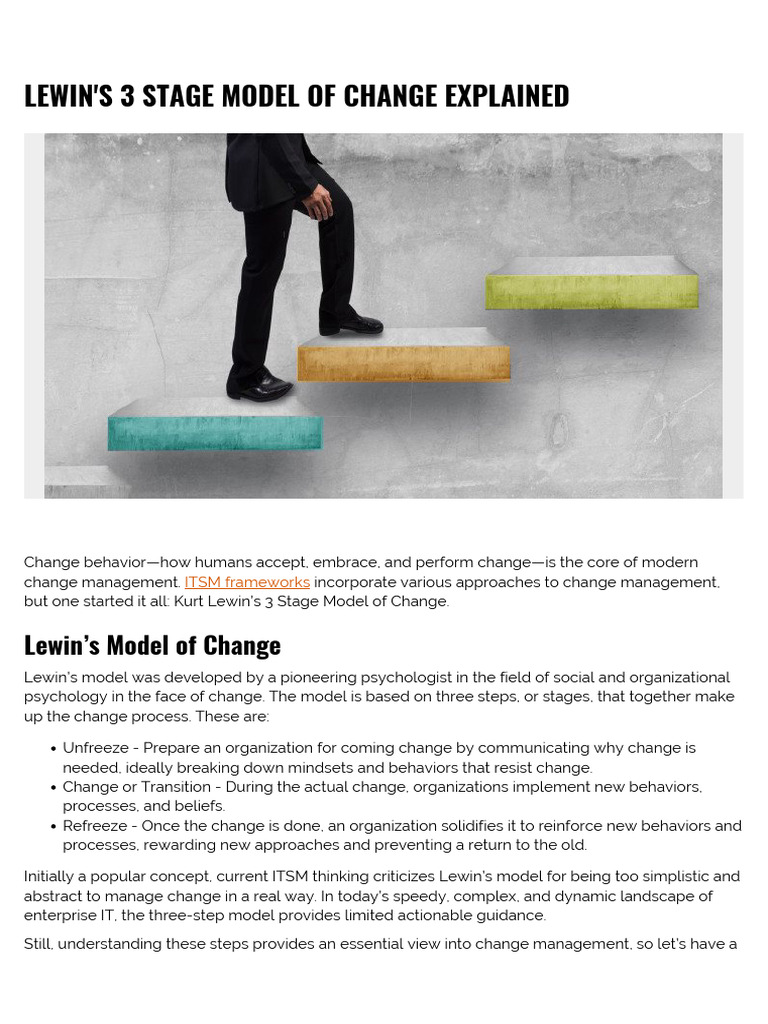 Lewin's 3 Stages of Change Explained | PDF | Change Management | Leadership