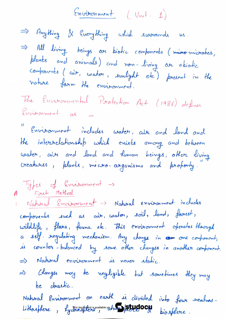 Unit 1: Environment and Ecology | PDF
