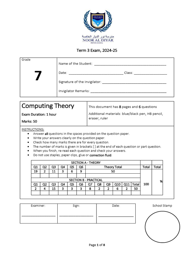 2024 25 t3 g7 Computing Exam Theory | PDF | Ransomware | Computing