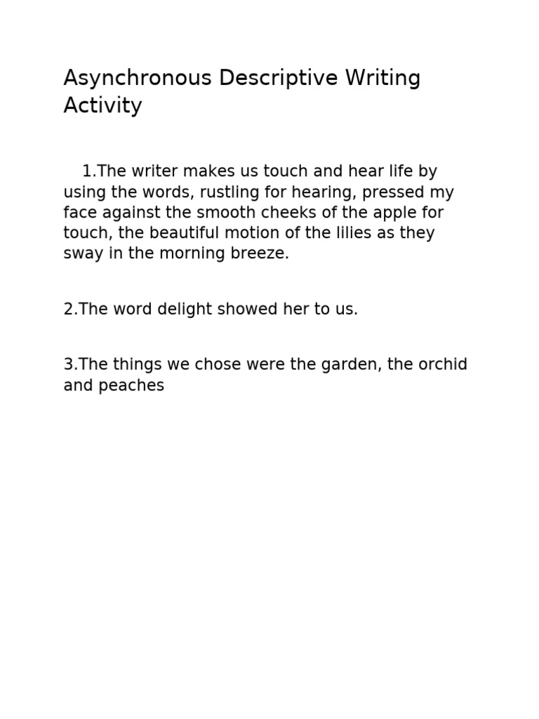 Asynchronous Descriptive Writing Activity | PDF