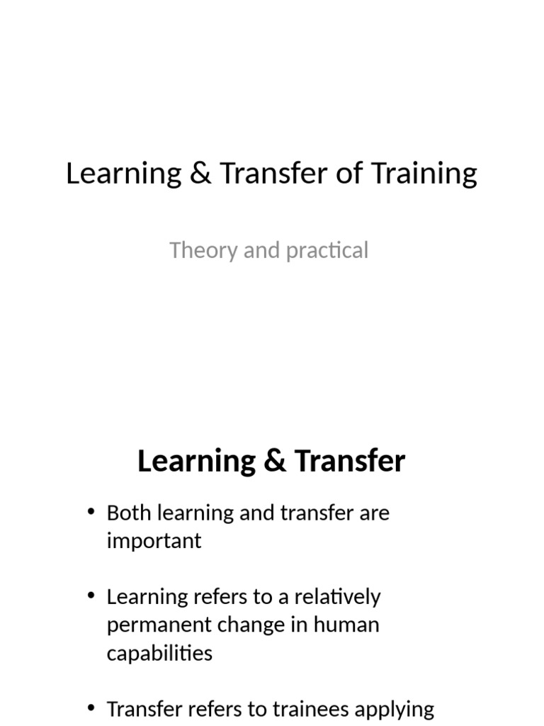 Learning & Transfer of Training_012159 | PDF | Learning | Reinforcement