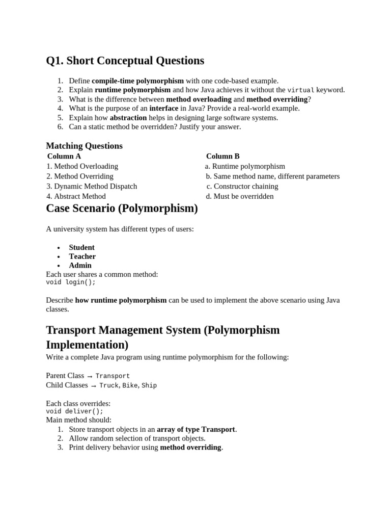 Java Polymorphism Concepts and Examples | PDF