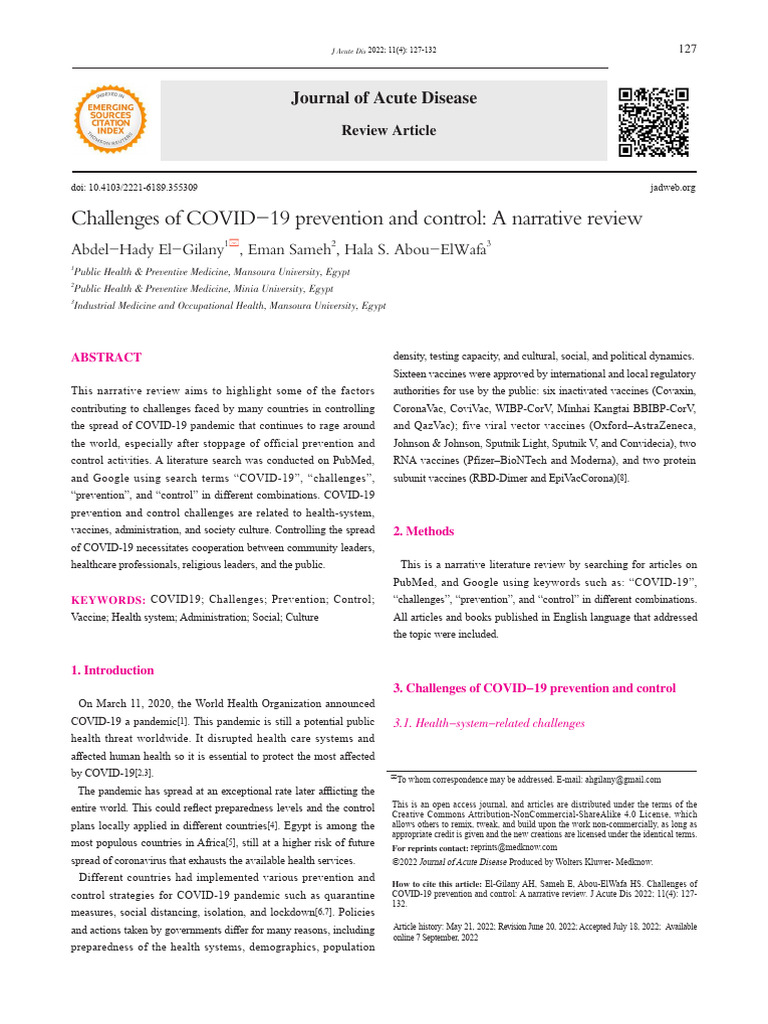 Challenges of COVID 19 Prevention and Control A.2 | PDF | Vaccines ...