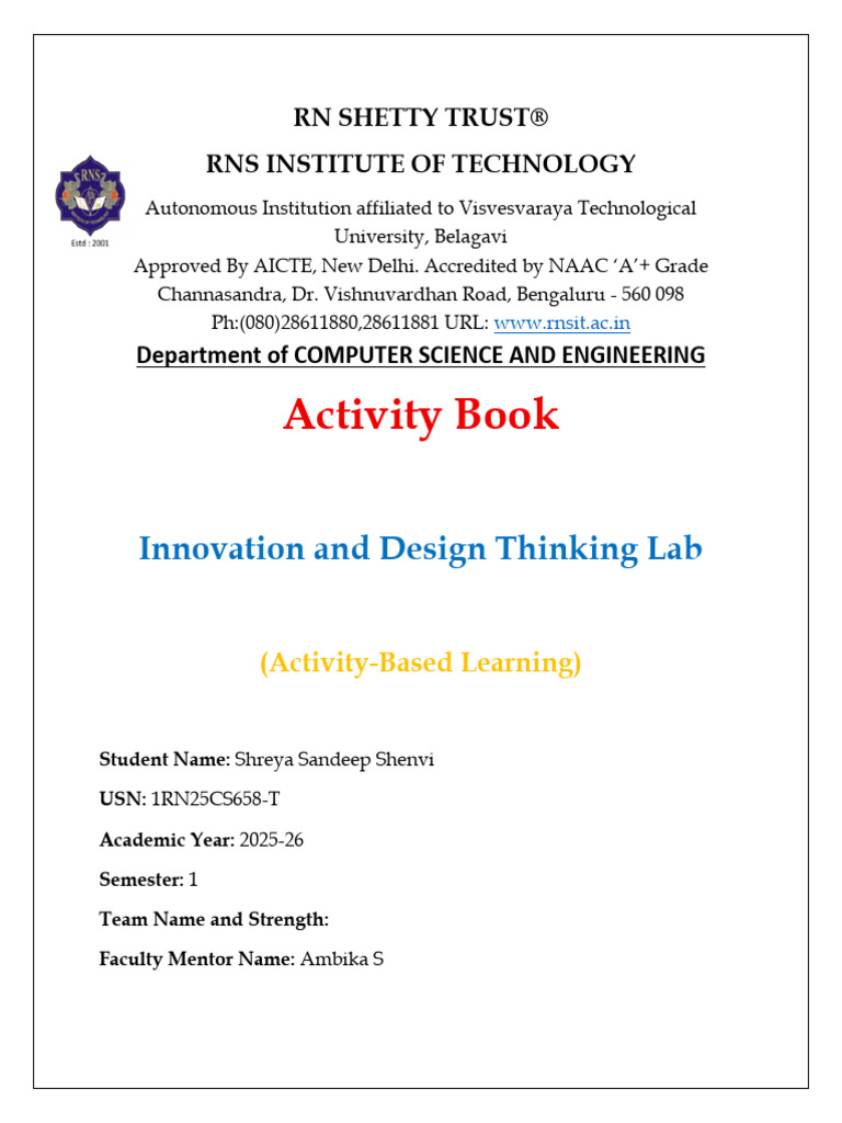 Innovation & Design Thinking Lab Activities | PDF | Design Thinking ...
