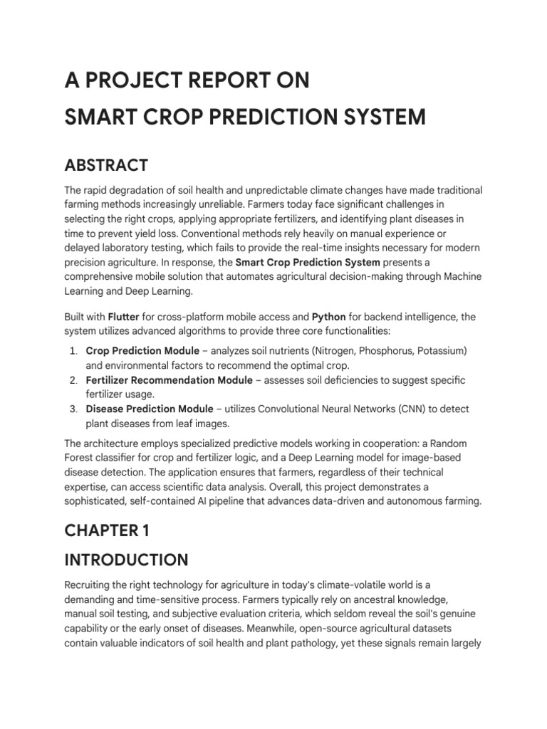 Smart Crop Report | PDF | Machine Learning | Agriculture