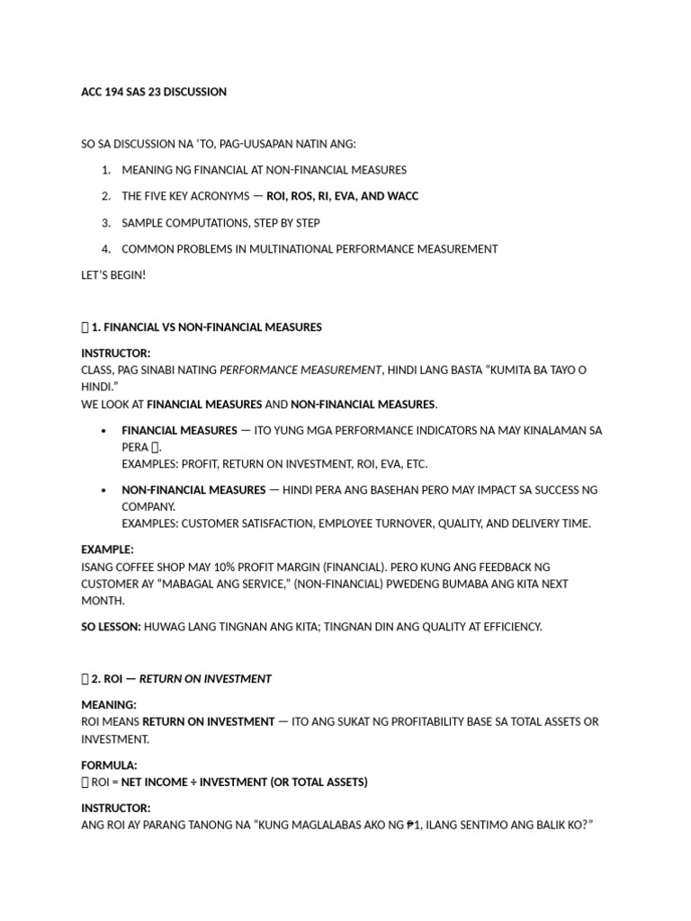 Financial vs Non-Financial Performance Metrics | PDF | Cost Of Capital ...