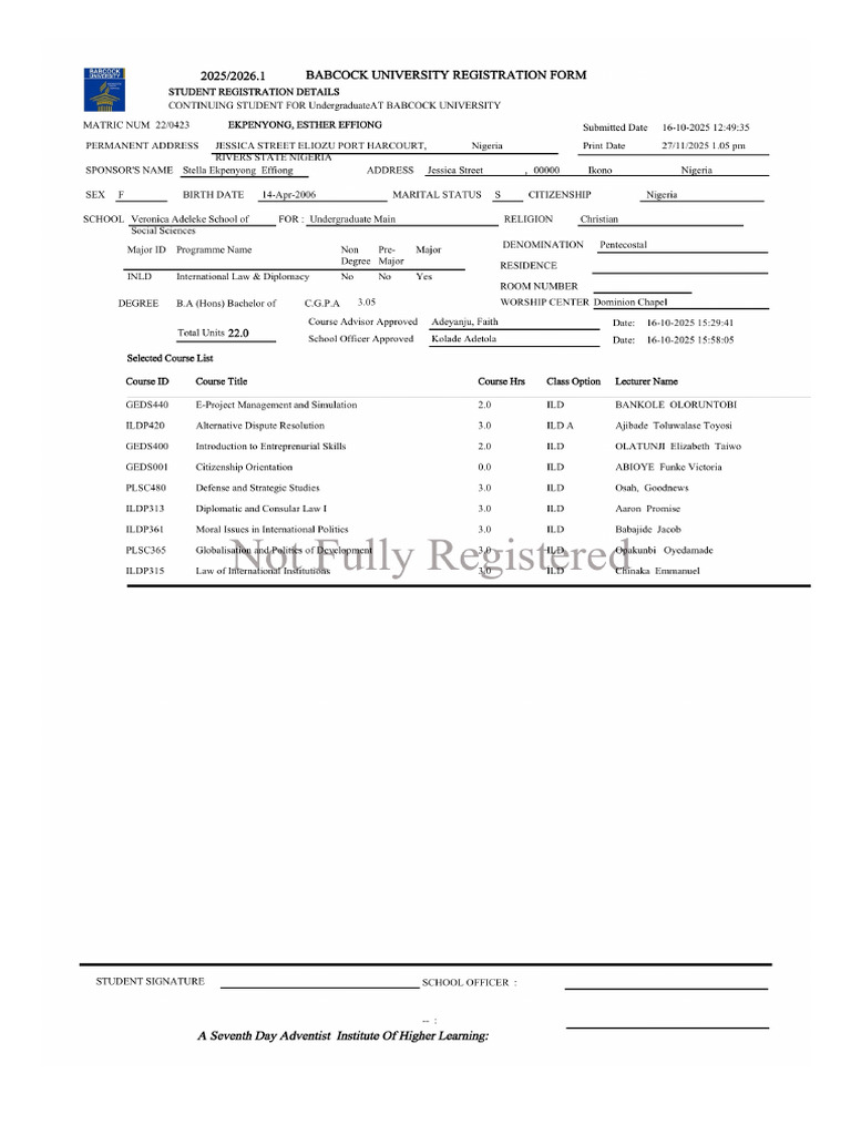 Student Courseform | PDF