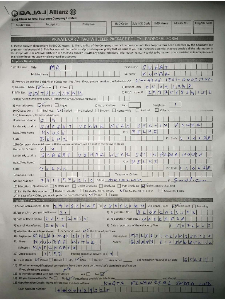 Insurance Form | PDF