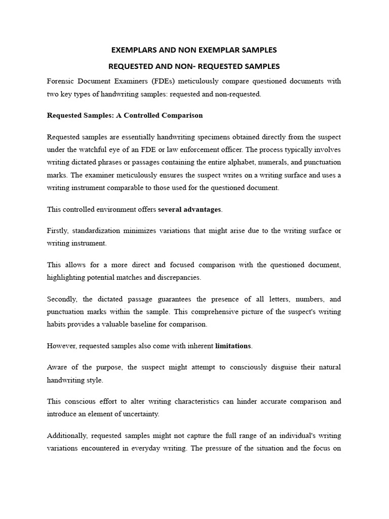 Handwriting Samples: Requested vs. Non-Requested | PDF | Writing
