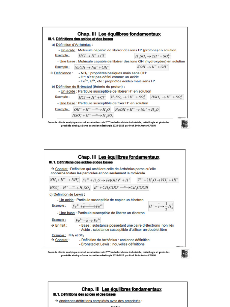 Cours de chimie analytique 2024-2025 | PDF | Sciences physiques | Chimie