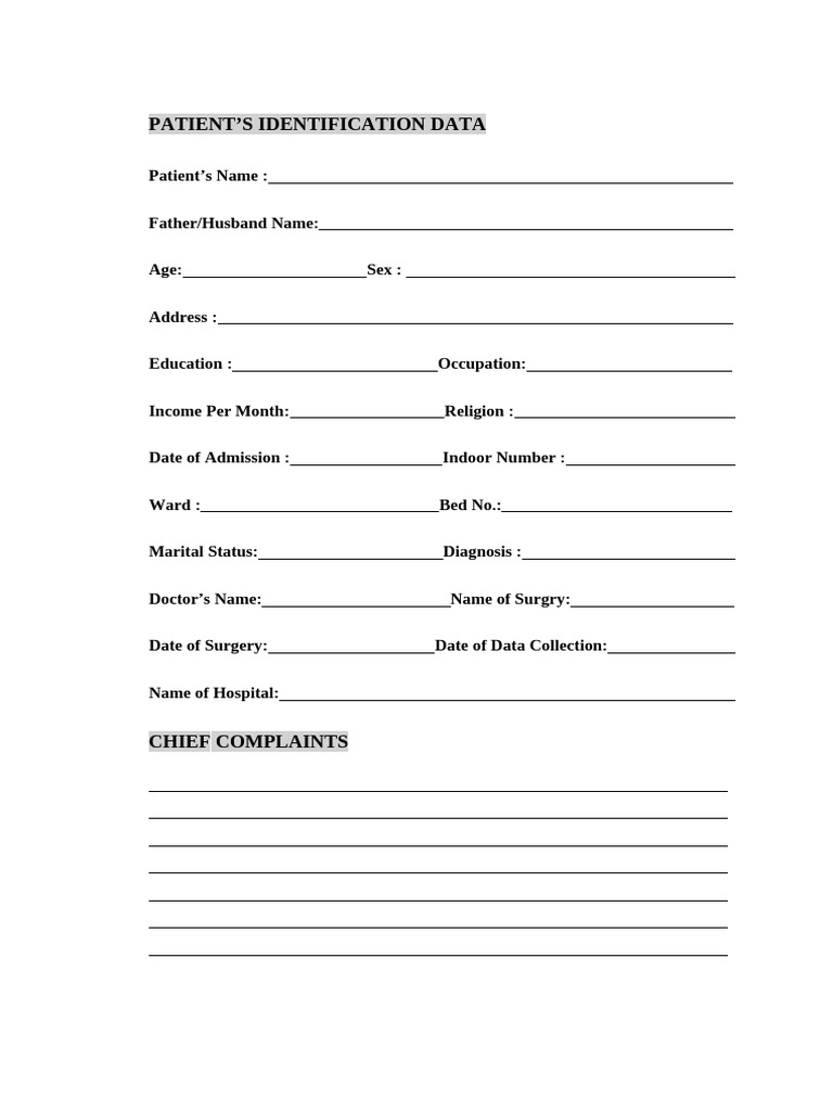 Patient Medical History and Assessment Form | PDF | Medical Diagnosis ...