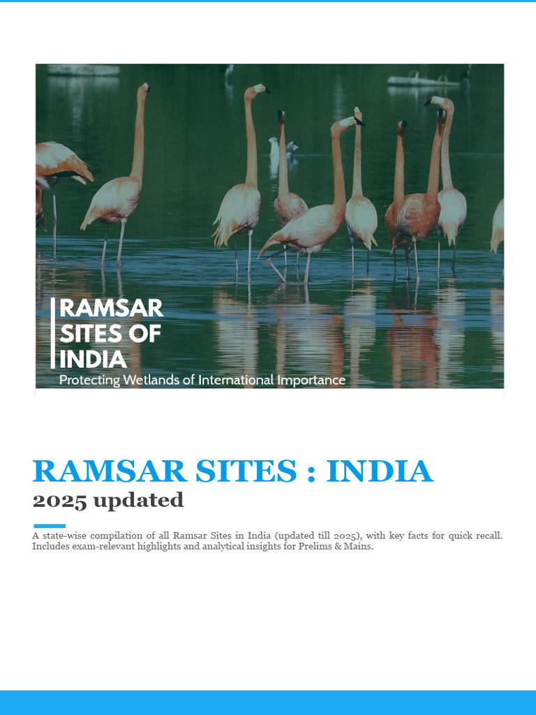 Ramsar Sites in India: 2025 Overview | PDF | Wetland | Lake