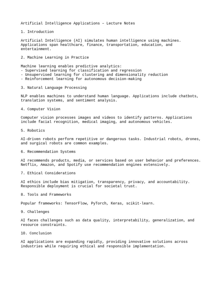 AI Applications and Ethics Overview | PDF