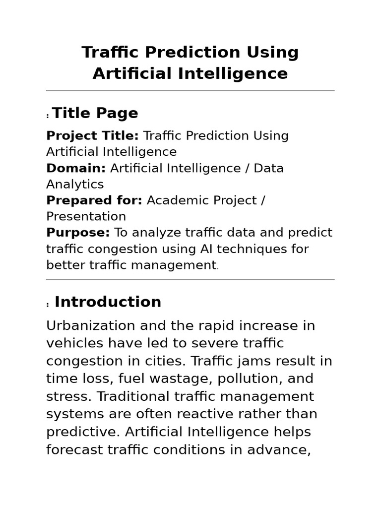 AI Traffic Prediction for Smart Cities | PDF | Artificial Intelligence ...