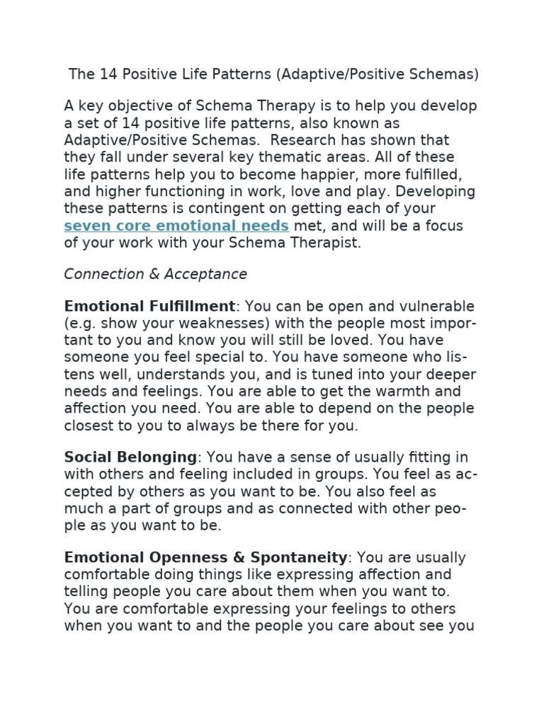 Positive Schemas | PDF | Disciplines | Schema (Psychology)