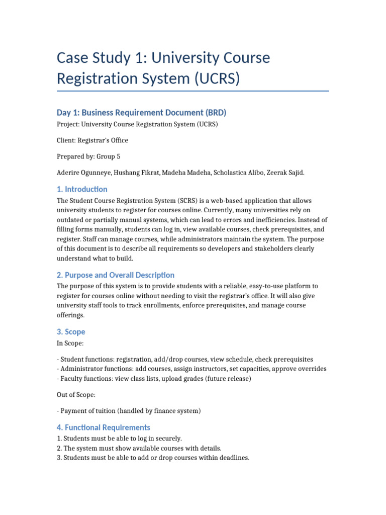 University Course Registration System Case Study | PDF | Agile Software ...