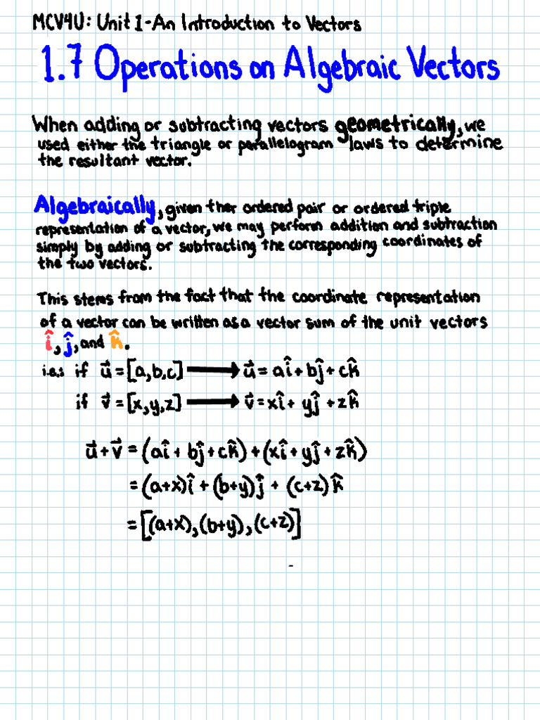 Operations On Algebraic Vectors | PDF
