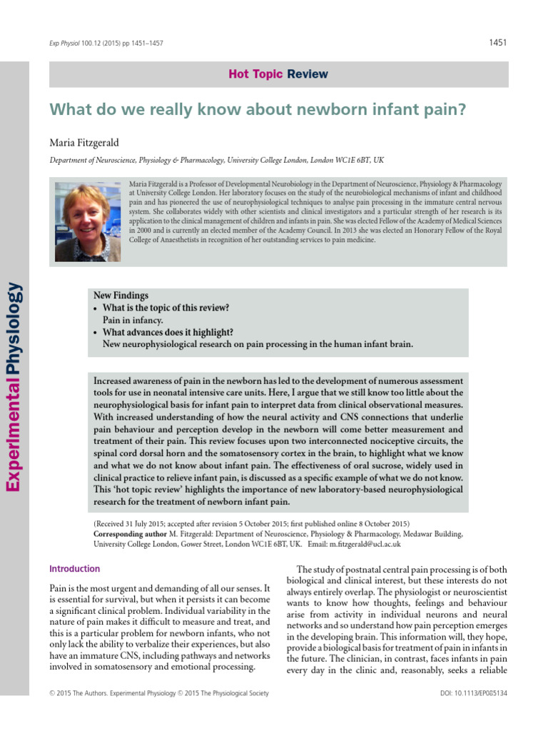Understanding Newborn Infant Pain | PDF | Pain | Somatosensory System