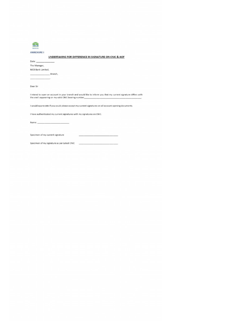 MCB Signature Form | PDF