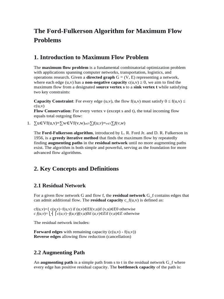 Ford-Fulkerson Algorithm Explained | PDF | Mathematical Optimization ...