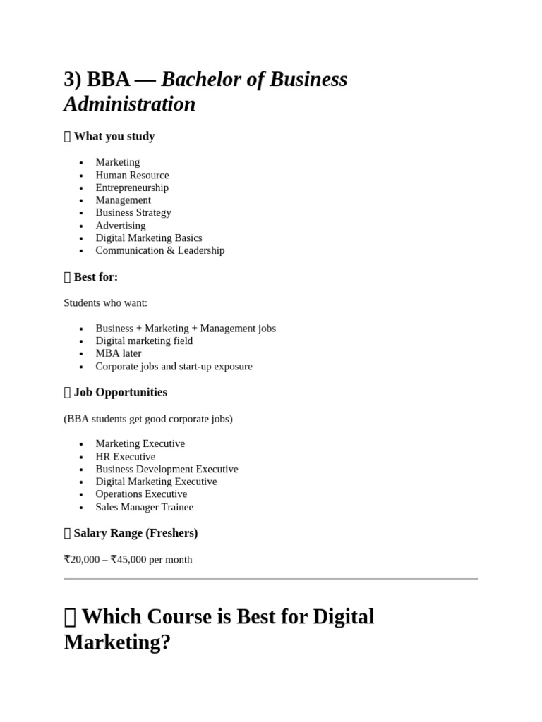 BBA Overview: Career Paths & Opportunities | PDF