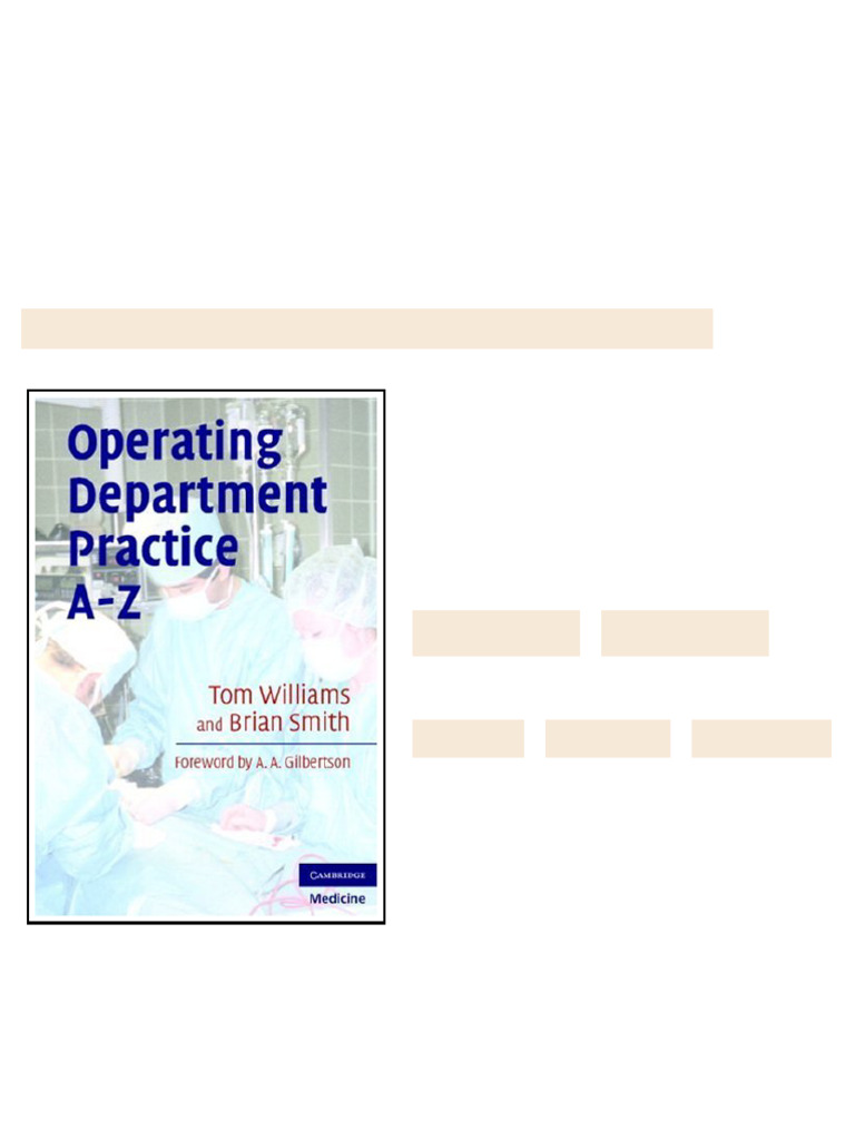 Operating Department Practice A Z Second edition Tom Williams - ebook ...