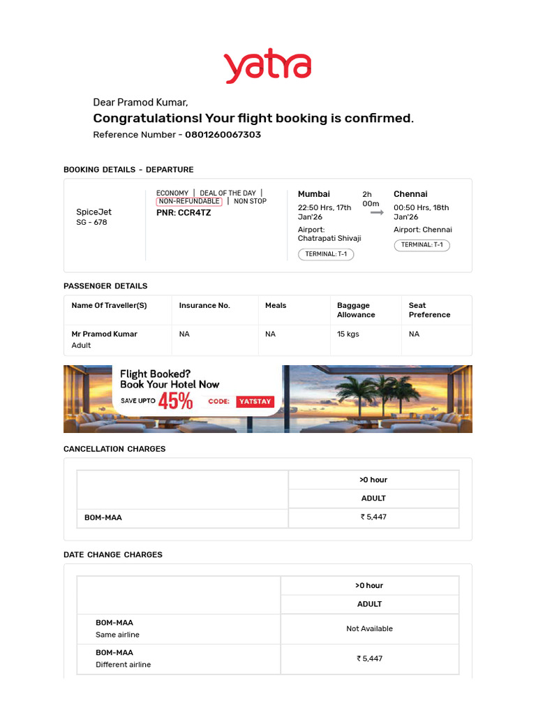 Flight Booking Confirmation Details | PDF | Airlines | Civil Aviation