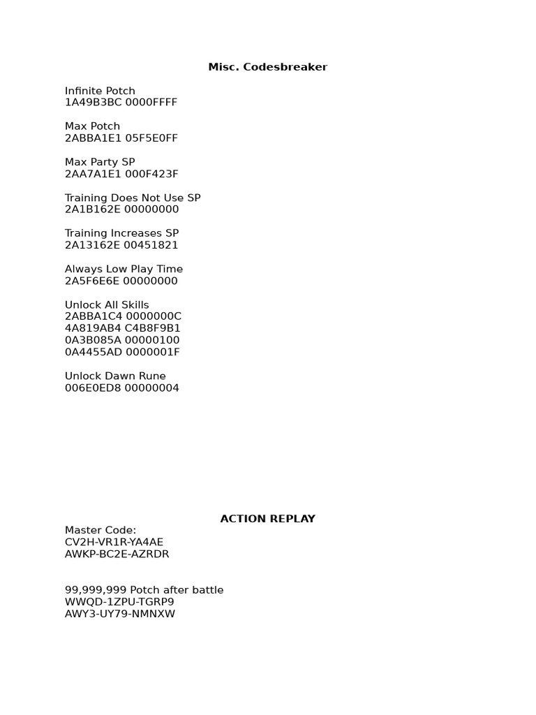 Codes for Infinite Potch and SP | PDF