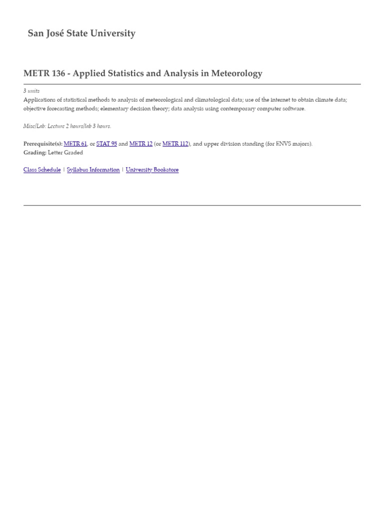 METR 136 - Applied Statistics and Analysis in Meteorology | PDF