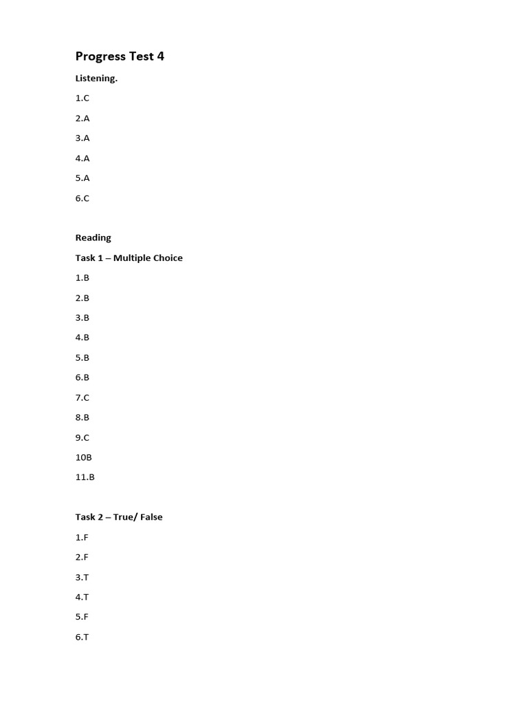 Progress Test 4 | PDF