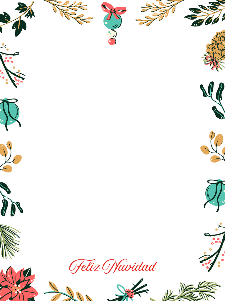 Documento A4 Hoja Decorada de Navidad Ilustración Rojo y Verde | PDF