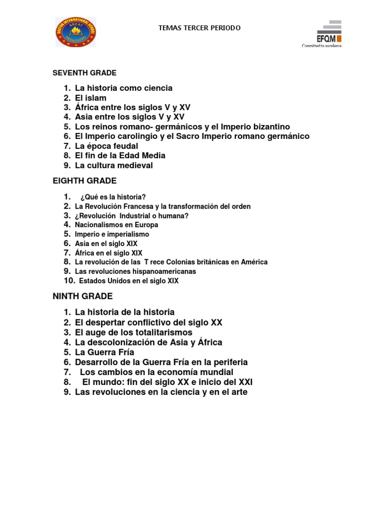 Temas Del Periodo | PDF