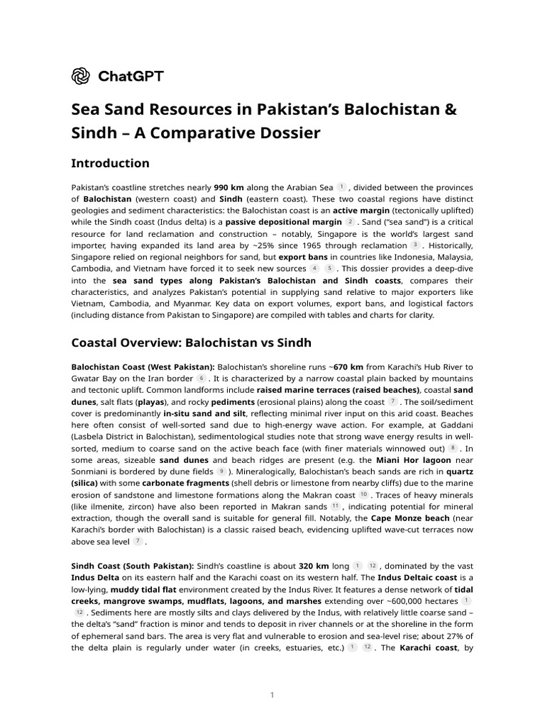 Sea Sand Resources in Pakistan's Coasts | PDF | Sand | Coast