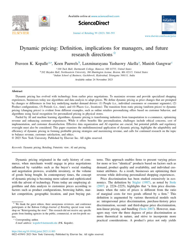 Dynamic Pricing: Strategies and Insights | PDF | Pricing | Prices